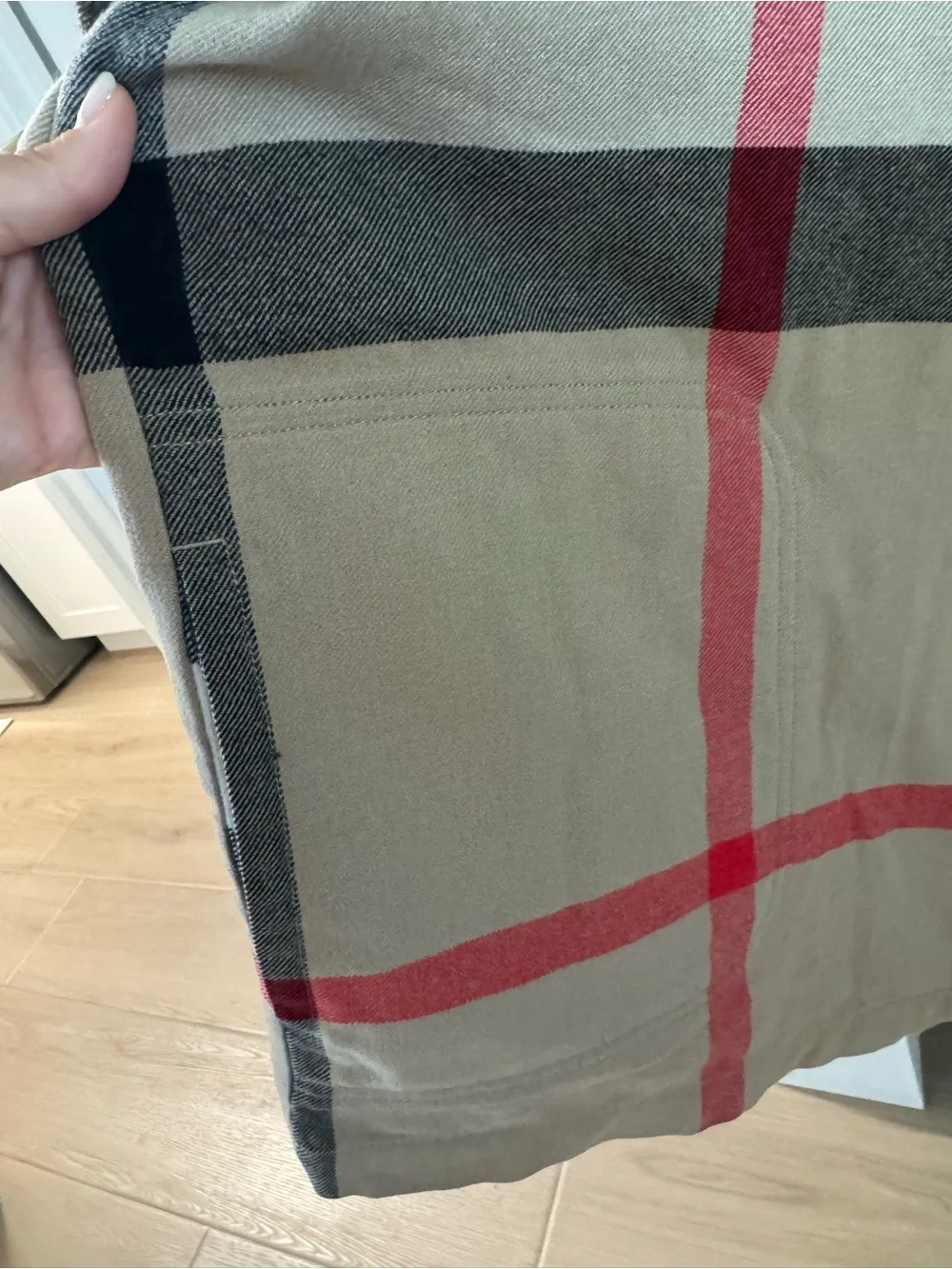 Burberry Beige and Black Check Zip Jacket with Red Accents